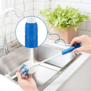 YeuDeuy Long Handle Bottle Brush, Bottle Brush Cleaner with Dual Function Bristles for Water Bottles, Glasswares, Mugs, Thermoses, Baby Bottles, Blue 3 Pack