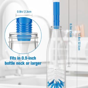 YeuDeuy Long Handle Bottle Brush, Bottle Brush Cleaner with Dual Function Bristles for Water Bottles, Glasswares, Mugs, Thermoses, Baby Bottles, Blue 3 Pack