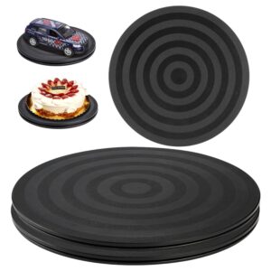 rhblme 3 pack black small lazy susan 8 inch, non skid heavy duty rotating swivel steel ball bearings, holds up to 80 lbs, black plastic turn table organizers - used for cabinets, monitor, tv, etc