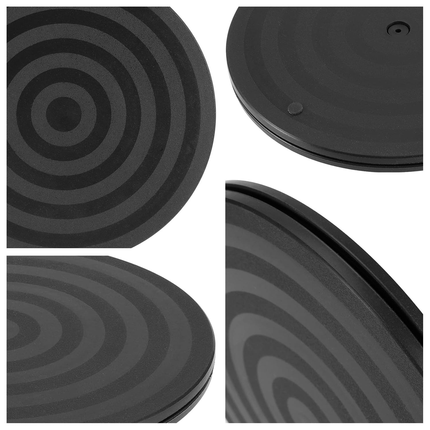 RHBLME 3 Pack Black Small Lazy Susan 8 Inch, Non Skid Heavy Duty Rotating Swivel Steel Ball Bearings, Holds up to 80 lbs, Black Plastic Turn Table Organizers - Used for Cabinets, Monitor, TV, etc