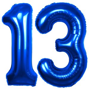 40 inch number 13 balloon blue jumbo giant big large number 13 foil mylar blue balloons 31th birthday party anniversary decorations supplies for boys girl balloon event ocean mermaid theme party