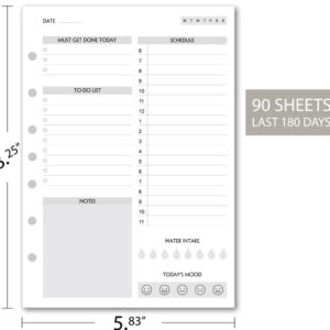 To Do List Paper Undated with Daily Schedule, Day Priorities, Notes and Water Tracker, 7-Hole Punches, 5.5"x8.5"