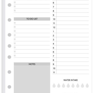 To Do List Paper Undated with Daily Schedule, Day Priorities, Notes and Water Tracker, 7-Hole Punches, 5.5"x8.5"