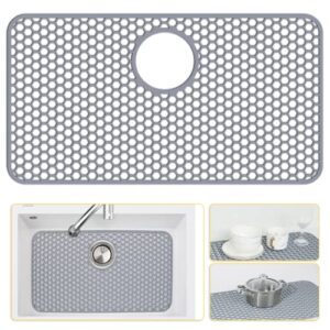silicone sink protectors for kitchen sink with rear drain - 26"x 14" kitchen sink mats accessory, non-slip heat resistant sink mat for bottom of farmhouse stainless steel sink (rear hole)