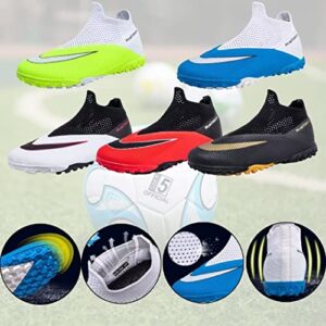 Turf Cleats Soccer Men/Women/Youth High Top Training Shoes Professional Football Competition/Athletic Sneakers White/Black