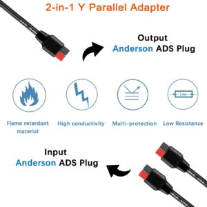 KarlKers Anderson Y Parallel Combiner Cable with Reverse Current Protection Anderson Powerpole Connector Charge Portable Power Station Compatible with Goal Zero Jackery High Power Pole Port Connector