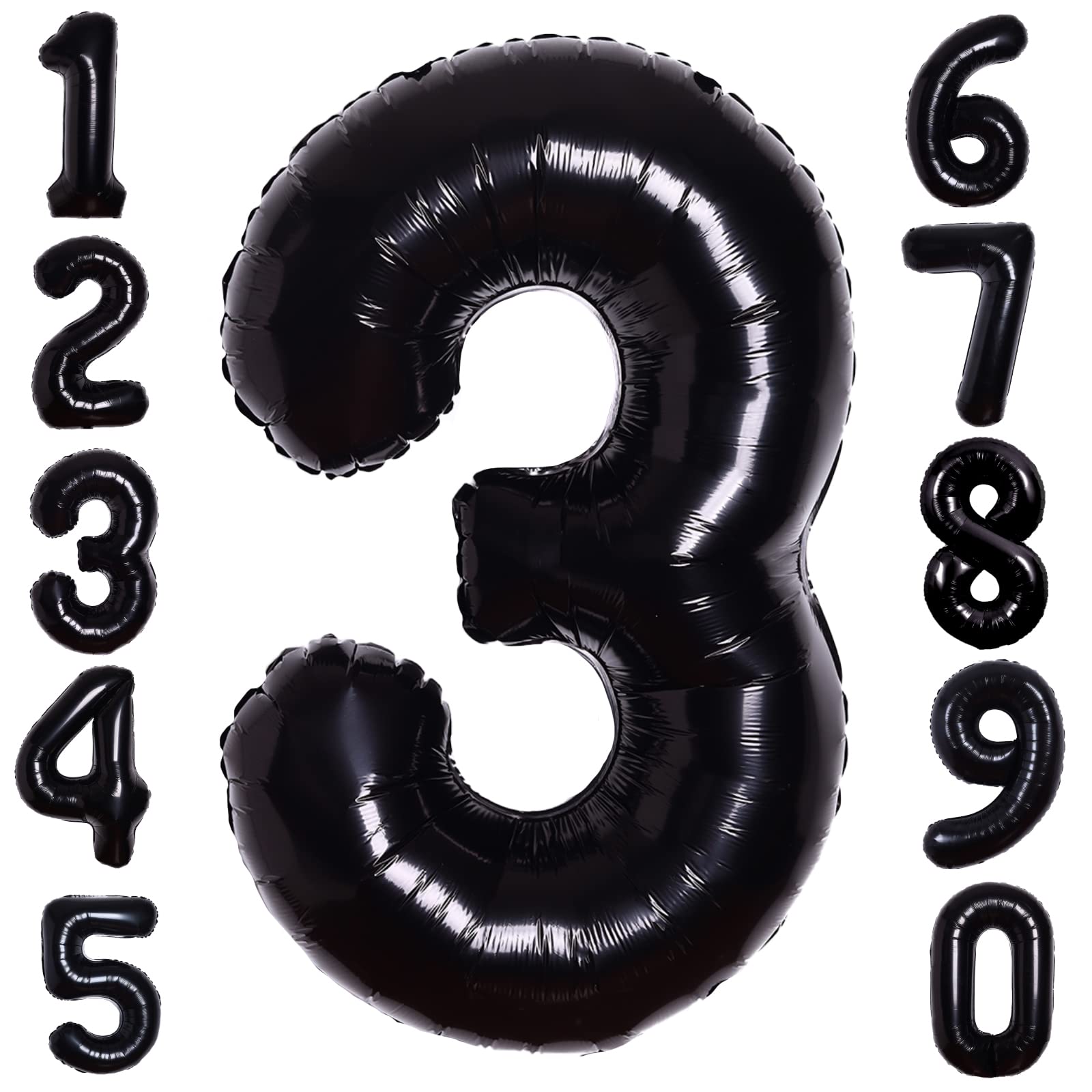 40inch Hot Black Number 3 Balloon 3rd Birthday Party Supplies Decors for Girl Boys 3 Years Old Balloon Anniversary Party Decorations Digital Balloons Hot Black Theme Party Supplies Photo Shoot for Kid