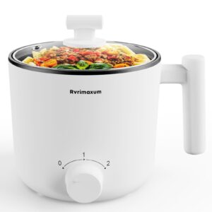 rvrimaxum hot pot electric, rapid noodle cooker,1.2l mini hot pot for dorm/office/travel, multifunctional electric pot non-stick for ramen, pasta,shabu shabu with over-heating & boil dry protection