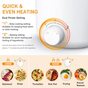 Rvrimaxum Hot Pot Electric, Rapid Noodle Cooker,1.2L Mini Hot Pot for Dorm/Office/Travel, Multifunctional Electric Pot Non-stick for Ramen, Pasta,Shabu Shabu with Over-Heating & Boil Dry Protection