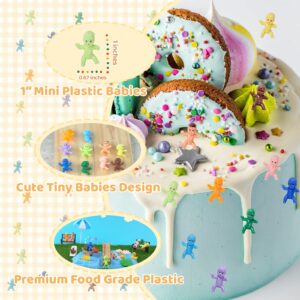 YAXINRUI 200PCS Mini Plastic Babies, 1'' Mini Babies Tiny Baby Figurines King Cake Babies Little Plastic Babies for Ice Cube Game My Water Broke Games Baby Shower(10 Colors)