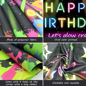 Neon Party Decorations, 5.9 x 3.6Ft Neon Party Backdrop with 18 Neon Balloons, Let Glow Party Banner Glow Party Supplies Neon Birthday Party Decorations for Kids