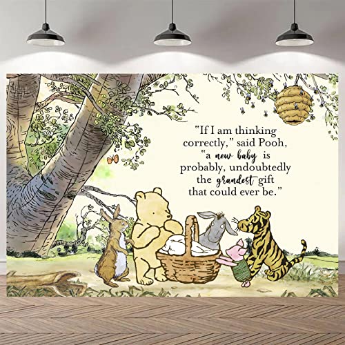 Unbala Cute Winnie Backdrop for Baby Shower 57 x 37 Inch Quotes Pooh Photography Background Banner Great Newborn Birthday Party Supplies Decorations