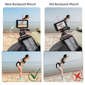 SUREWO Bag Backpack Shoulder Strap Mount with Universal Ball J Hook Compatible with GoPro Hero 12/11/10/9/8/7/(2018)/6/5 Black,DJI Osmo Action 3 and Most Action Cameras