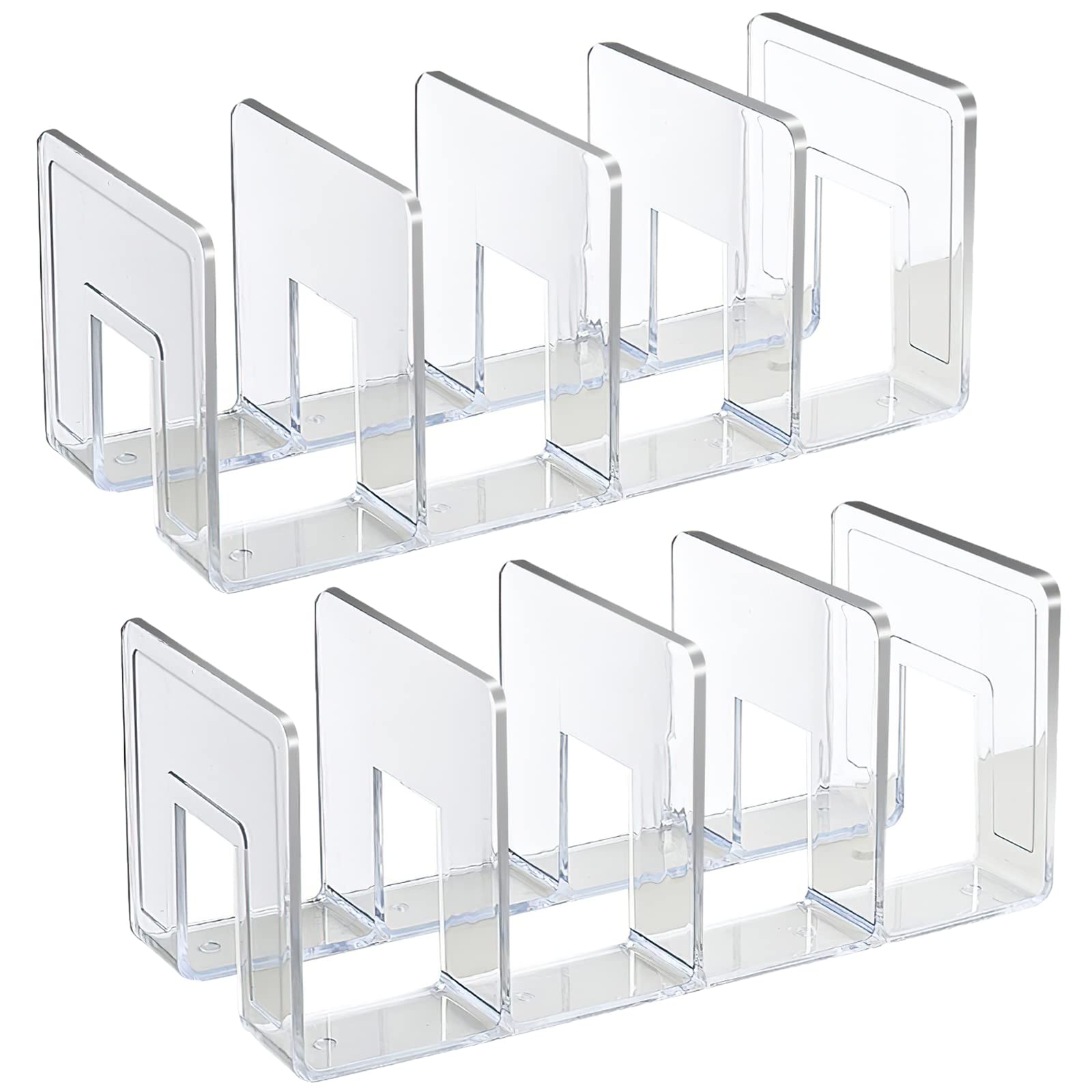 SAYEEC Acrylic File Holder, Clear File Sorter Desk File Organizer, Sturdy Desktop File Folder Organizer Rack for Envelopes Mail Letter Paper Notebook Electronics Office Supplies (4 Sections, 2 Pack)