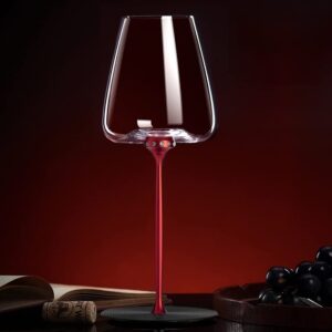 siyouki shakeable dancing wine glasses crystal red wine glass,17 ounce, hand blown italian style crystal burgundy wine glass, gift-box for any occasion (red)