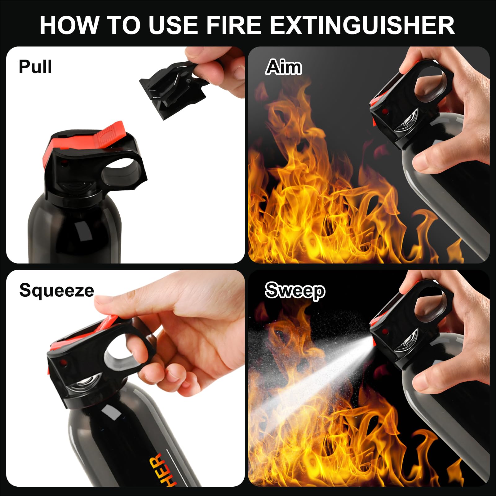 Fire Extinguisher for Home - 2pack Car Fire Extinguisher Mount, Small A B C K Fire Extinguisher, Water-Based Fire Extinguishers for Car/House/Kitchen/Truck/Marine/Boat/Vehicle/utv/rv