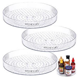 lazy susan organizer- 3 pack lazy susan turntable for kitchen,cabinet, pantry,table, fridge, bathroom, countertop, vanity, 9 inches, clear