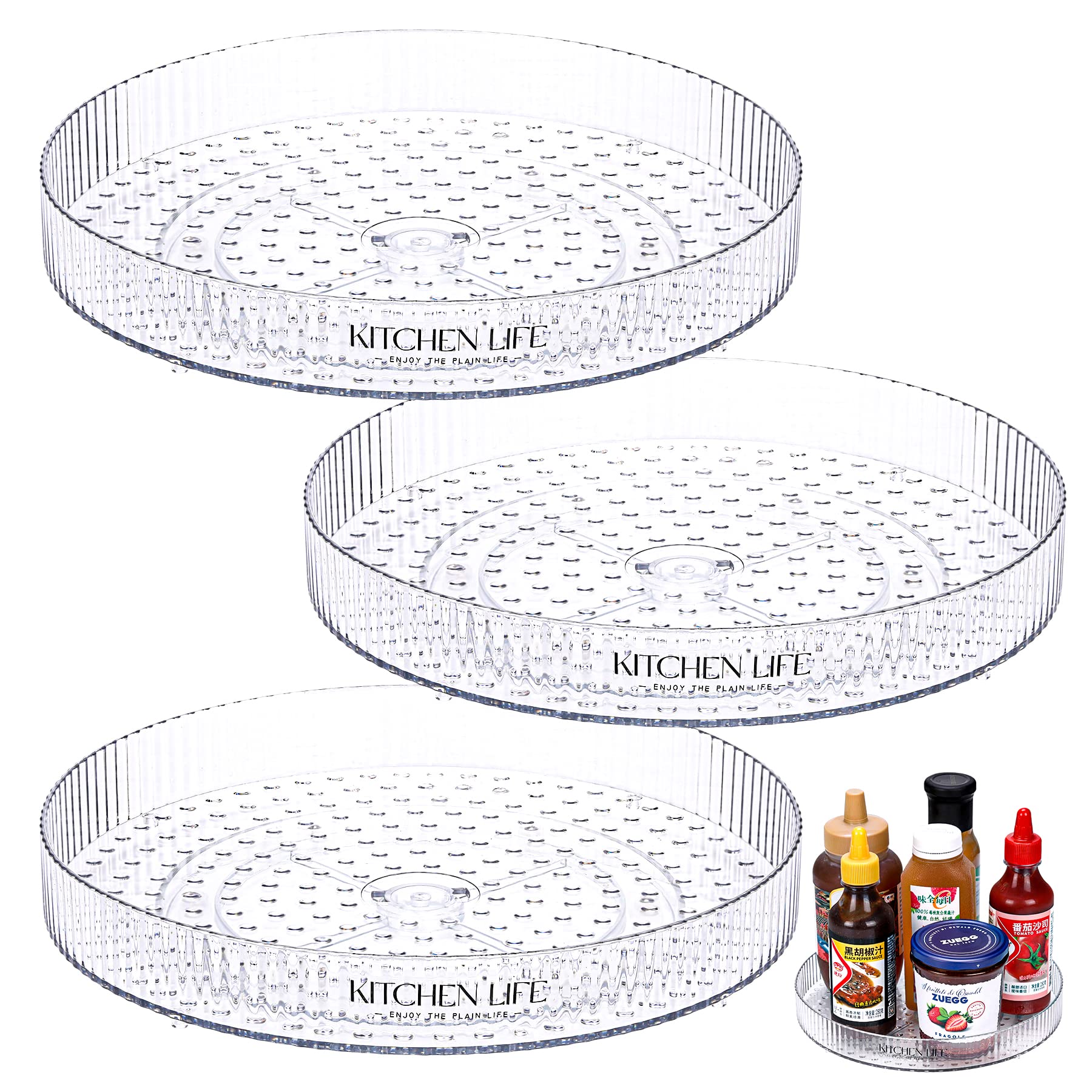 Lazy Susan Organizer- 3 Pack Lazy Susan Turntable for Kitchen,Cabinet, Pantry,Table, Fridge, Bathroom, Countertop, Vanity, 9 Inches, Clear