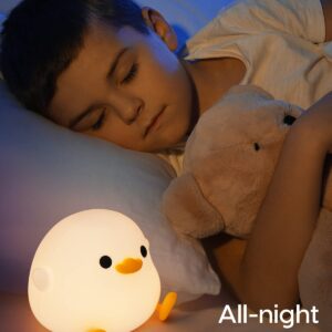 Amaredom DoDo Duck Night Light, Cute Duck Lamp, Silicone Dimmable Nursery Nightlight, Rechargeable LED Bedside Lamp with 20 Minutes Timer & Tap Control Baby Girls Women Bedrooms, Living Room