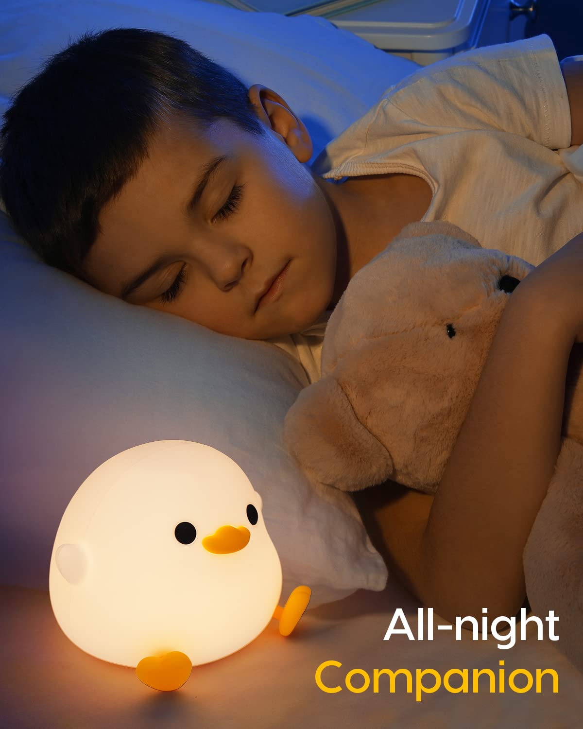 Amaredom DoDo Duck Night Light, Cute Duck Lamp, Silicone Dimmable Nursery Nightlight, Rechargeable LED Bedside Lamp with 20 Minutes Timer & Tap Control Baby Girls Women Bedrooms, Living Room