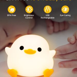 Amaredom DoDo Duck Night Light, Cute Duck Lamp, Silicone Dimmable Nursery Nightlight, Rechargeable LED Bedside Lamp with 20 Minutes Timer & Tap Control Baby Girls Women Bedrooms, Living Room