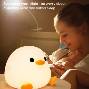 Amaredom DoDo Duck Night Light, Cute Duck Lamp, Silicone Dimmable Nursery Nightlight, Rechargeable LED Bedside Lamp with 20 Minutes Timer & Tap Control Baby Girls Women Bedrooms, Living Room