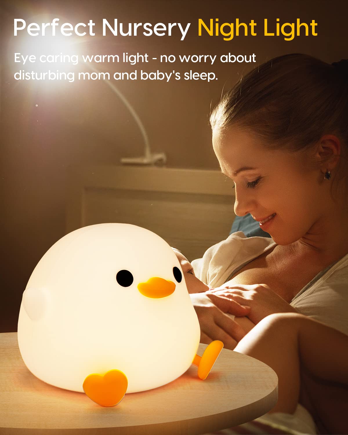 Amaredom DoDo Duck Night Light, Cute Duck Lamp, Silicone Dimmable Nursery Nightlight, Rechargeable LED Bedside Lamp with 20 Minutes Timer & Tap Control Baby Girls Women Bedrooms, Living Room