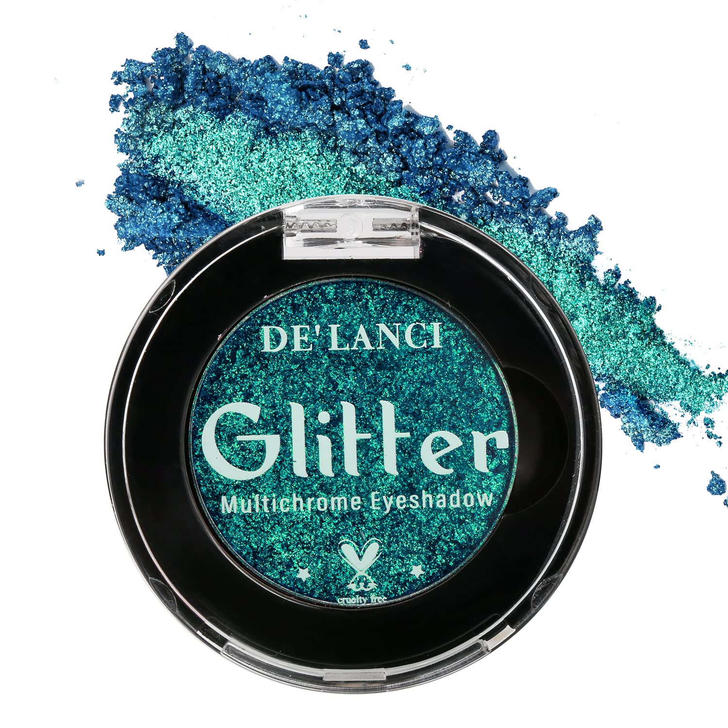 DE'LANCI Green Glitter Eyeshadow, Highly Pigmented Duochrome Eye Shadow, Intense Color Shifting Multichrome Green Eyeshadow for Blue Green Eyes, Waterproof Shimmer Eyeshadow, Talc Free & Travel Size