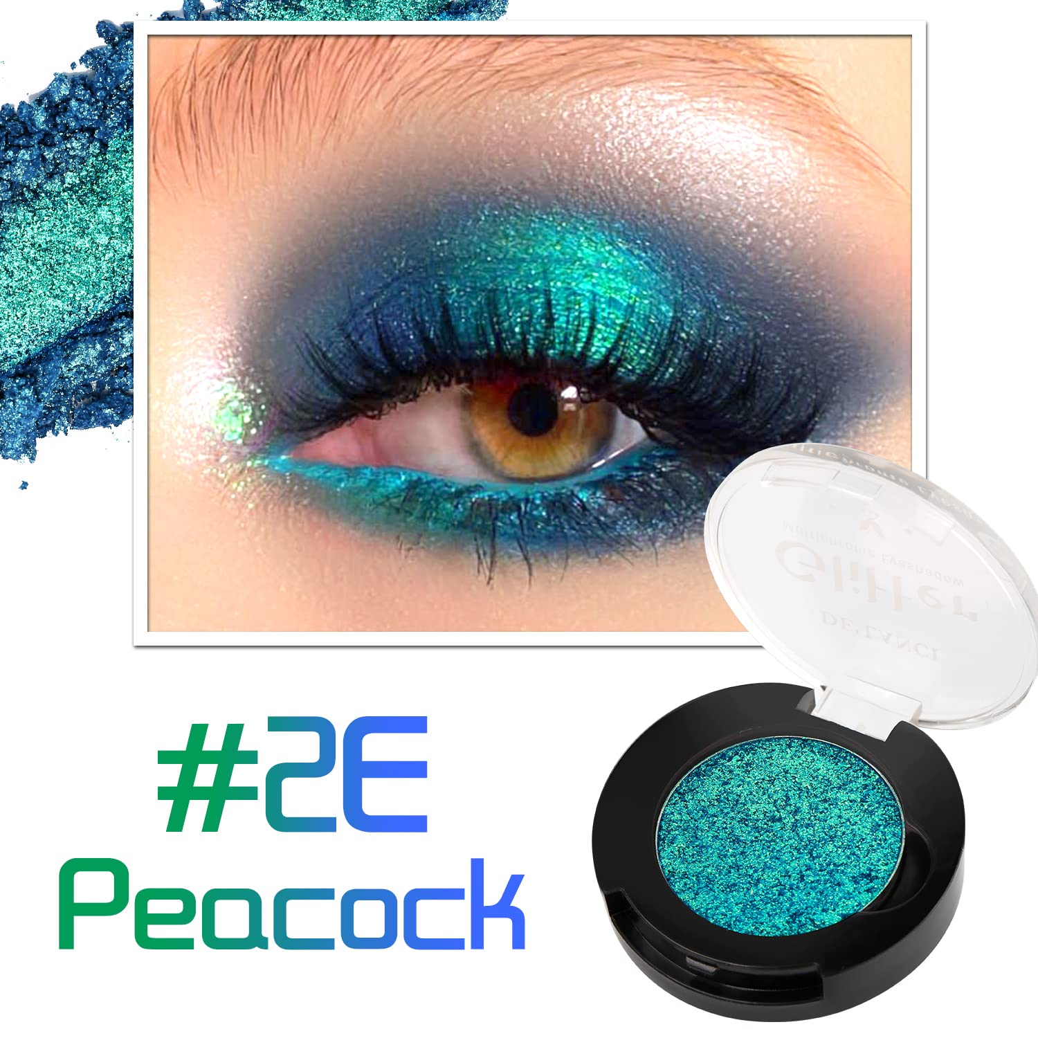 DE'LANCI Green Glitter Eyeshadow, Highly Pigmented Duochrome Eye Shadow, Intense Color Shifting Multichrome Green Eyeshadow for Blue Green Eyes, Waterproof Shimmer Eyeshadow, Talc Free & Travel Size