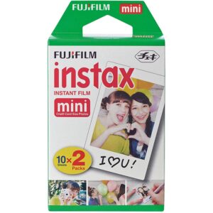 Fujifilm 16806274 Instax Mini 12 Instant Camera, Clay White Bundle with Instax Mini Twin Pack Picture Format Instant Daylight Film (20 Shots) and Deco Essentials 2" x 3" White 64 Page Photo Album