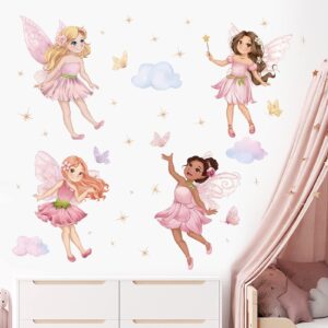 wondever fairy wall stickers elves butterfly girls peel and stick wall art decals for girls bedroom kids room baby nursery