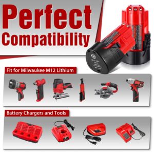 Fayeey 3.5Ah M12 Replacement Battery for Milwaukee M12 Battery 2Pack 12V Lithium-ion Batteries Compatible with Milwaukee XC 48-11-2440 48-11-2402 48-11-2460 Cordless Power Tools