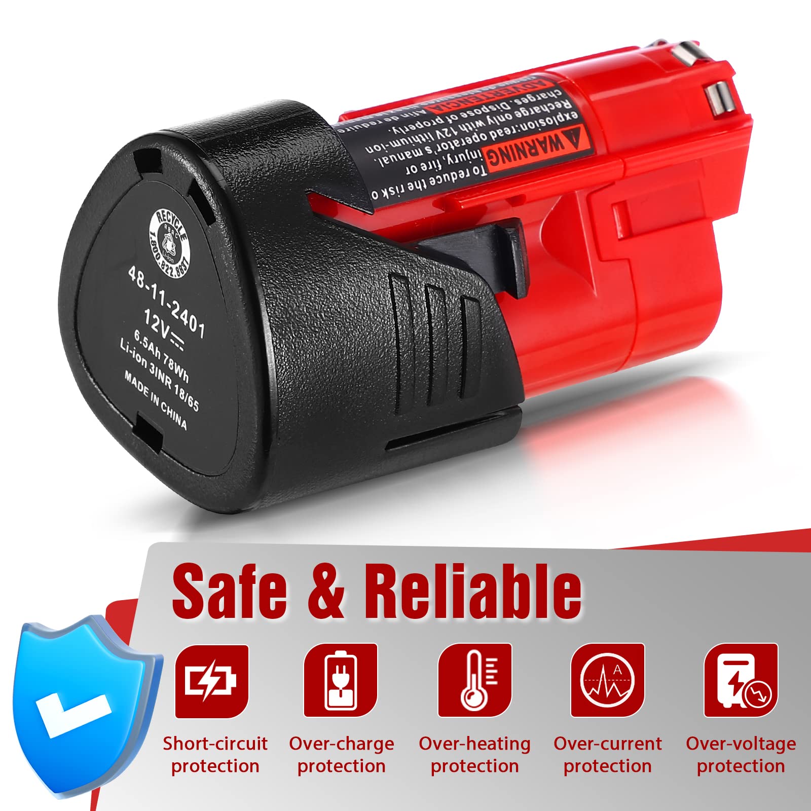 Fayeey 3.5Ah M12 Replacement Battery for Milwaukee M12 Battery 2Pack 12V Lithium-ion Batteries Compatible with Milwaukee XC 48-11-2440 48-11-2402 48-11-2460 Cordless Power Tools