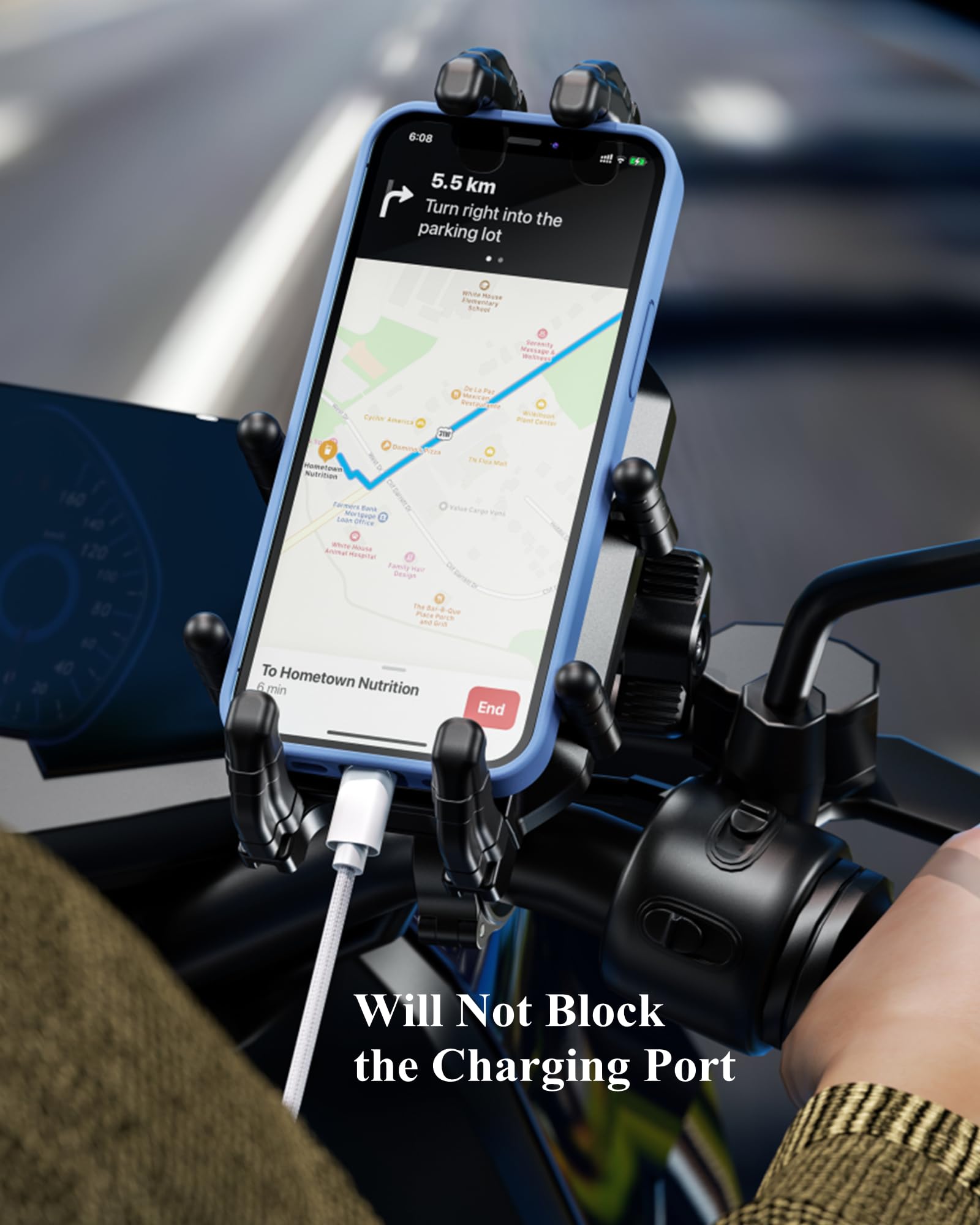 BRCOVAN Motorcycle Phone Holder with Vibration Dampener & High-Speed Secure Lock, Anti-Theft Motorcycle Phone Mount Handlebar Cellphone Holder for Bike Bicycle Scooter ATV Fit 5.4''-7.2'' Smartphones