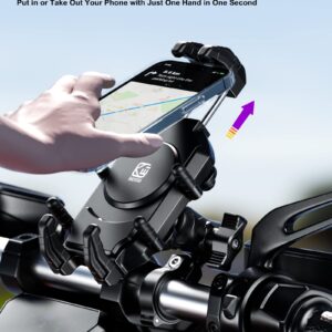 BRCOVAN Motorcycle Phone Holder with Vibration Dampener & High-Speed Secure Lock, Anti-Theft Motorcycle Phone Mount Handlebar Cellphone Holder for Bike Bicycle Scooter ATV Fit 5.4''-7.2'' Smartphones