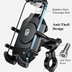 BRCOVAN Motorcycle Phone Holder with Vibration Dampener & High-Speed Secure Lock, Anti-Theft Motorcycle Phone Mount Handlebar Cellphone Holder for Bike Bicycle Scooter ATV Fit 5.4''-7.2'' Smartphones