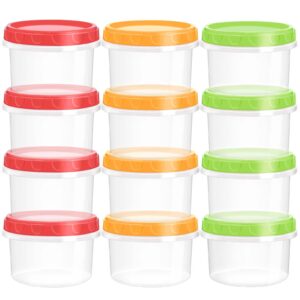 toflen reusable small freezer containers 8 oz plastic food storage containers with screw on lids, leakproof & airtight, freezer safe, dishwasher safe, set of 12 multicolor