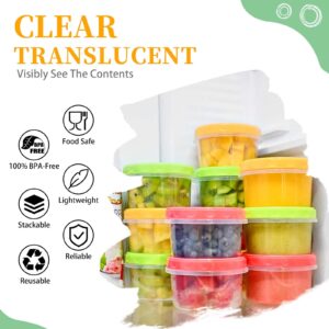 TOFLEN Reusable Small Freezer Containers 8 Oz Plastic Food Storage Containers with Screw On Lids, Leakproof & Airtight, Freezer Safe, Dishwasher Safe, Set of 12 Multicolor