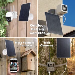 Solar Panel for Security Cameras, 3W USB C Solar Panel, USB Camera Solar Panel for Rechargeable Battery Security Camera, Trail Camera, Waterproof Solar Panel Charger with Mount, Built-in Compass