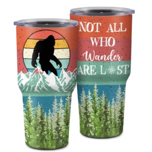sasquatch gifts tumbler,bigfoot gifts for men, funny idea for bigfoot sasquatch lover, black stainless steel insulated tumbler 30 oz, great for big foot party,funny gifts for campers wander gifts cup