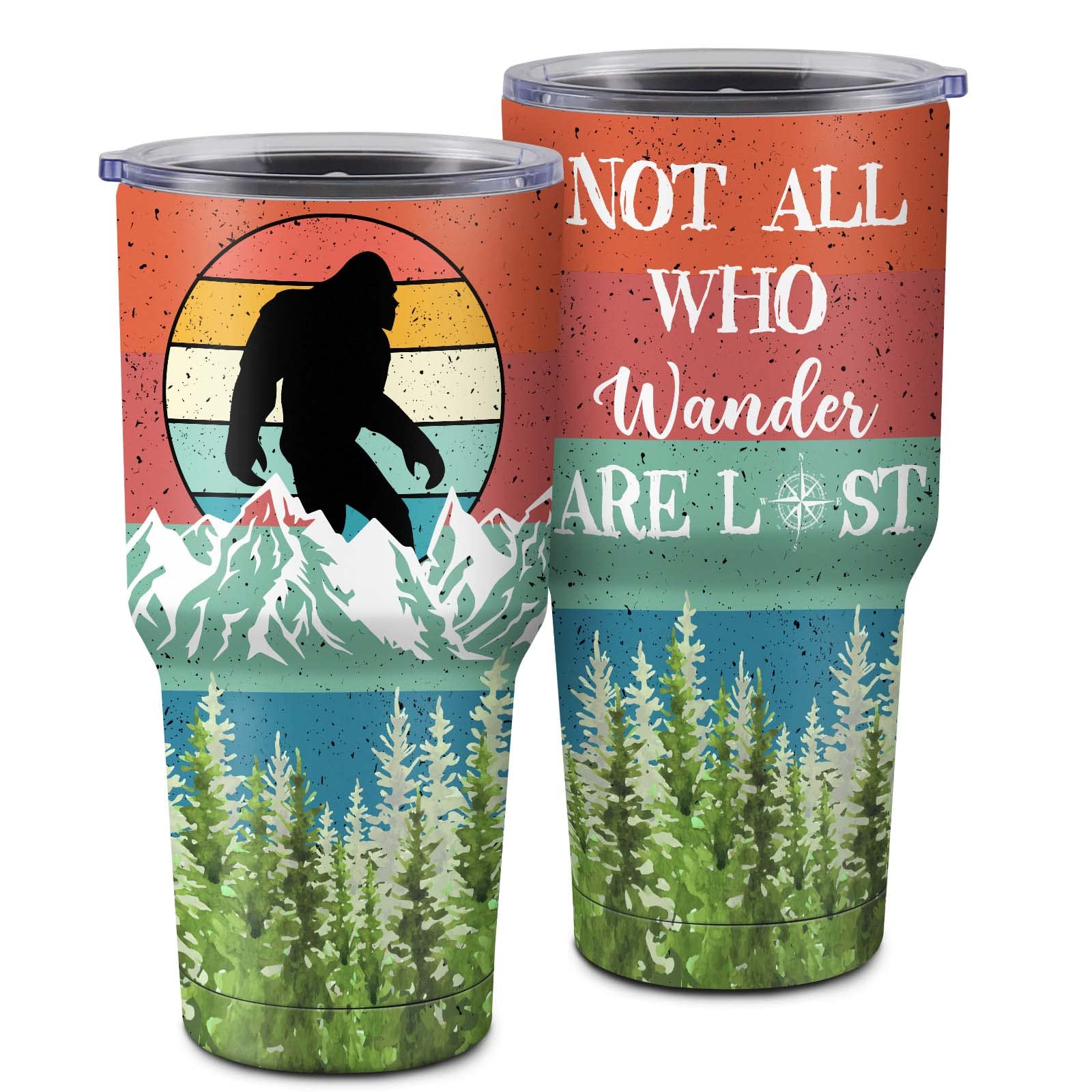 Sasquatch Gifts Tumbler,Bigfoot Gifts for Men, Funny Idea for Bigfoot Sasquatch Lover, Black Stainless Steel Insulated Tumbler 30 Oz, Great for Big Foot Party,Funny Gifts for Campers Wander Gifts Cup