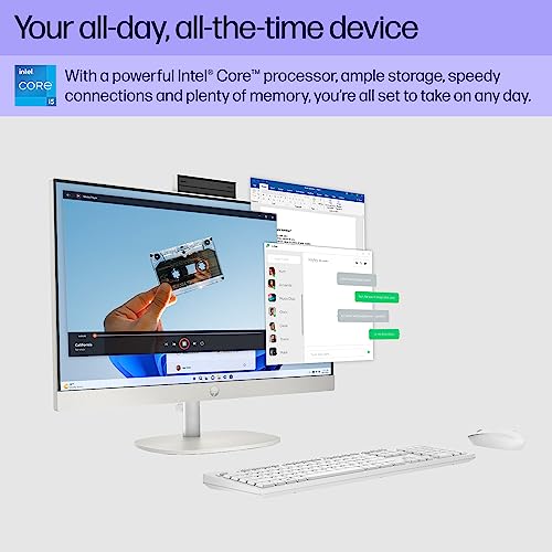 HP 23.8 inch All-in-One Desktop PC, FHD Display, 13th Generation Intel Core i5-1335U, 8 GB RAM, 256 GB SSD, Intel UHD Graphics, Windows 11 Home, 24-cr0070 (2023)