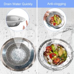 Kitchen Sink Drain Strainer, 4 Pack Stainless Steel and Black Mesh Sink Strainer for Kitchen with Large Wide Rim 4.5" Diameter, Sink Filter Strainer with 3" Basket Sink Food Catcher