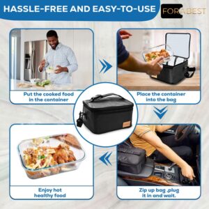 Forabest Portable Microwave Food Warmer - 12V/24V,110V/220V Fast Heating Portable Food Warmer Lunch Box, Personal Portable Oven Electric Lunch Box for Reheating Food in Car, Truck, Camping, Work