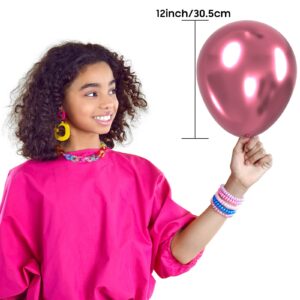 OWill 100pcs Balloons Metallic Pink 12 Inches Pink Latex Balloons,Light Pink and Deep Pink Balloons for Birthday Baby Shower Wedding Party Supplies Arch Garland Decoration