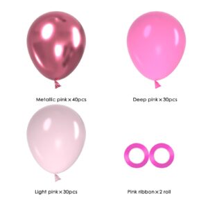 OWill 100pcs Balloons Metallic Pink 12 Inches Pink Latex Balloons,Light Pink and Deep Pink Balloons for Birthday Baby Shower Wedding Party Supplies Arch Garland Decoration