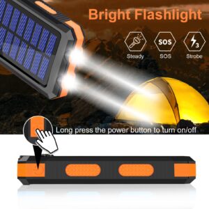 Saraupup Solar Charger Power Bank, 38800mAh Portable Charger Fast Charger Dual USB Port Built-in Led Flashlight and Compass for All Cell Phone and Electronic Devices