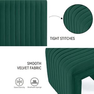 Get Set Style Velvet Ottoman, Vanity Stool Chair Modern Velvet Ottoman Footstool with Wood Legs Sofa Bench Extra Seating for Makeup Room,Living Room, Entryway(Fully Assembled)