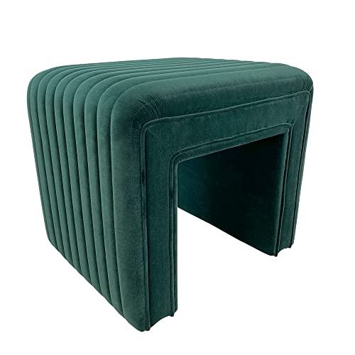 Get Set Style Velvet Ottoman, Vanity Stool Chair Modern Velvet Ottoman Footstool with Wood Legs Sofa Bench Extra Seating for Makeup Room,Living Room, Entryway(Fully Assembled)