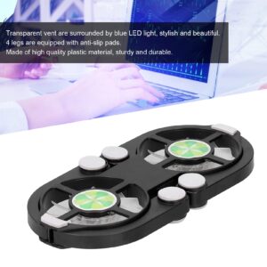 753 Folding USB Laptop Cooling Pad, Double Fans Low Noise Laptop Cooling Pad Light Cooling Fans Cooler Stand 500RPM-2500RPM Low Noise for Notebook (Black)